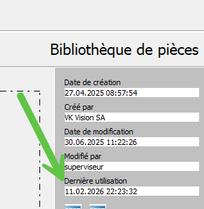 Dernière utilisation