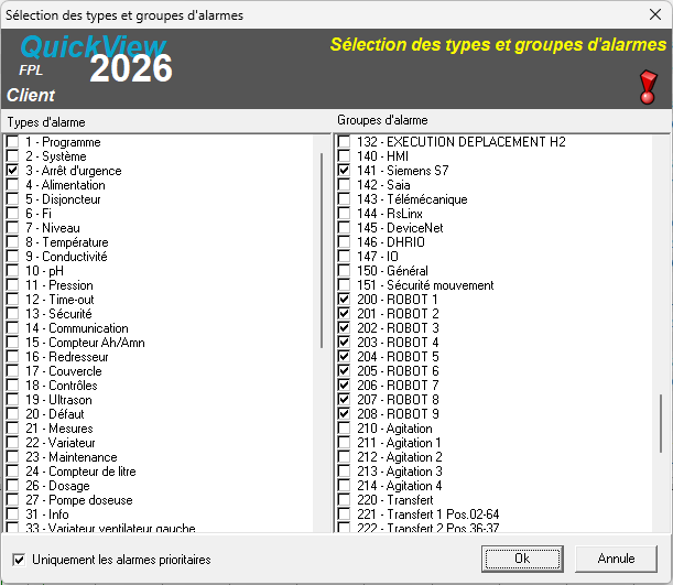 Typeetgroupealarme